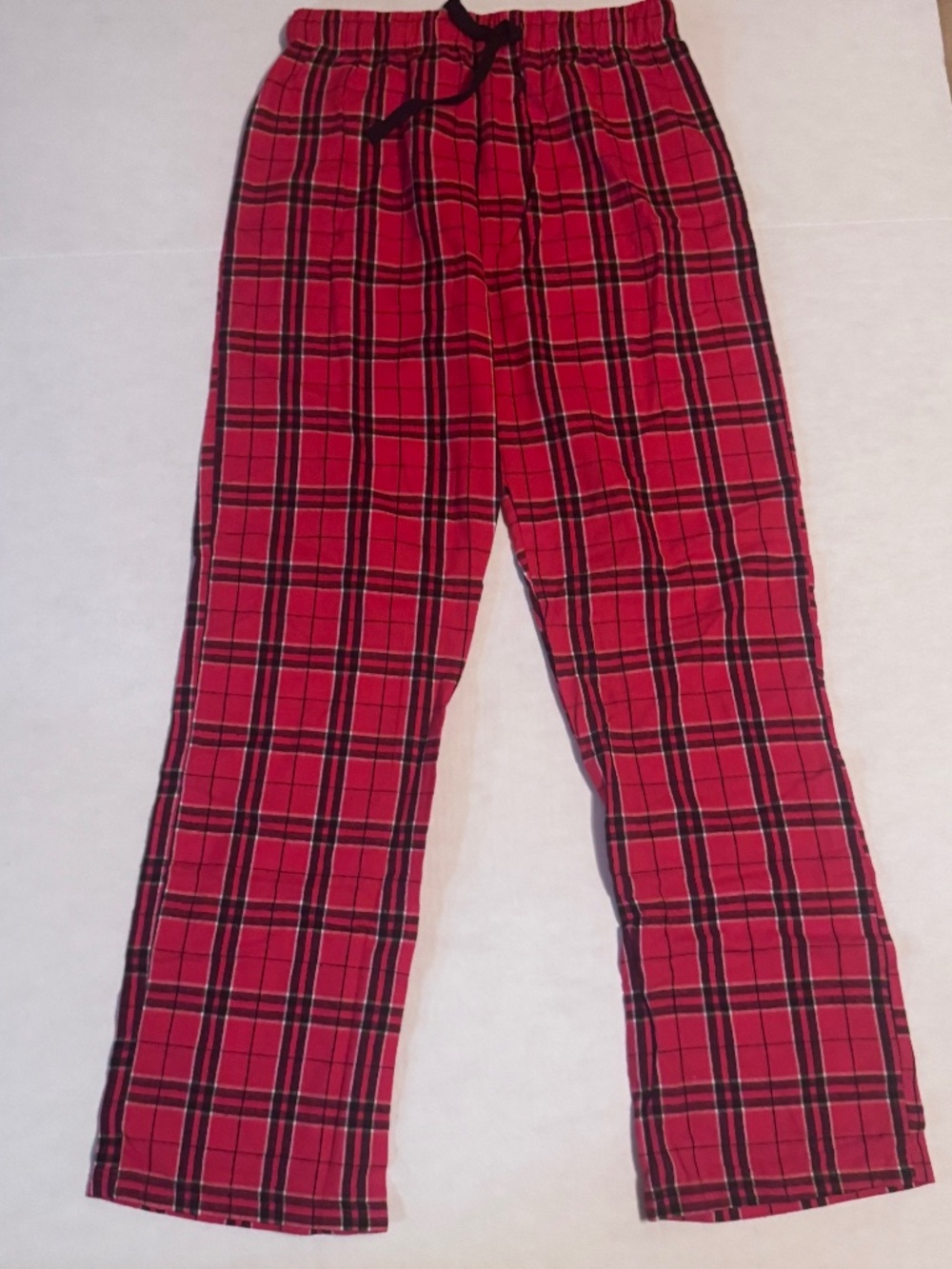 Women's District Small Red Checkered Plaid Flannel Lounge PJ Pants I Love My BF